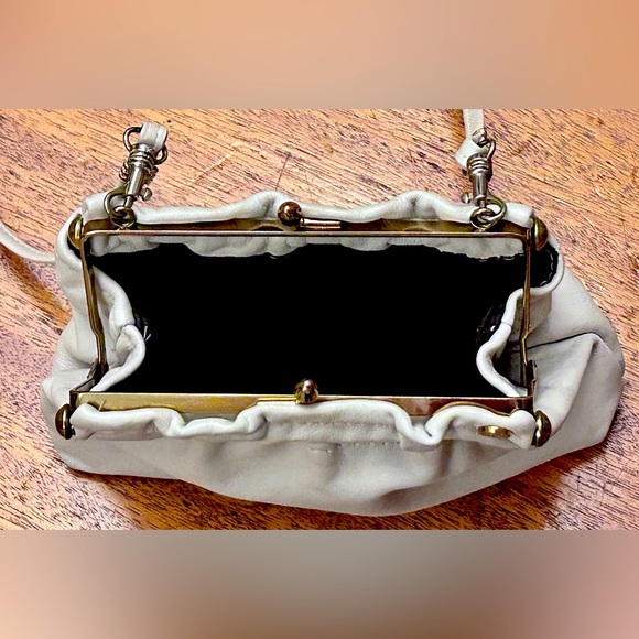 Vintage! FS Originals Cream Leather Large Coin Top Clasp Bag w Hinge Top Closure - Picture 6 of 6